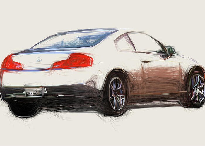 Infiniti Greeting Card featuring the digital art Infiniti G35 Coupe Car Drawing #3 by CarsToon Concept