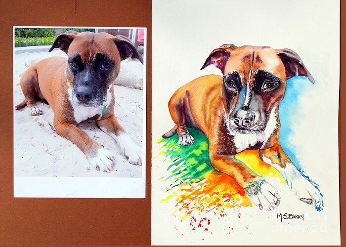  Greeting Card featuring the painting Pet Portrait Commission #4 by Maria Barry