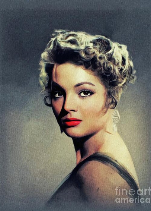 Sara Greeting Card featuring the painting Sara Montiel, Vintage Actress #3 by Esoterica Art Agency