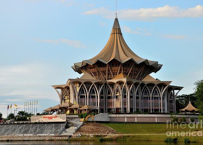 Architecture Greeting Card featuring the photograph Sarawak state legislative parliamentary assembly building Kuching Malaysia #7 by Imran Ahmed