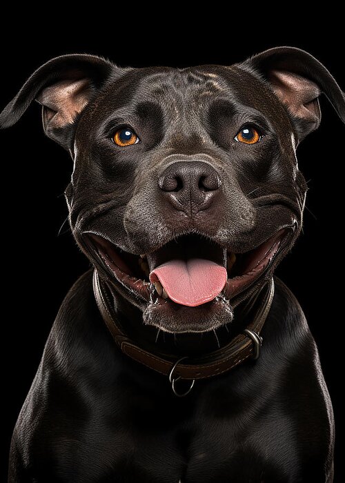 Staffordshire Bull Terrier Greeting Card featuring the mixed media Staffordshire Bull Terrier #3 by Stephen Smith Galleries