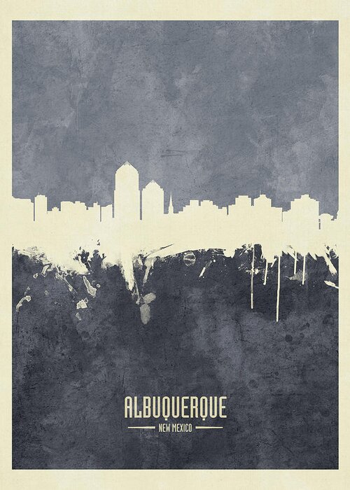 Albuquerque Greeting Card featuring the digital art Albuquerque New Mexico Skyline #31 by Michael Tompsett