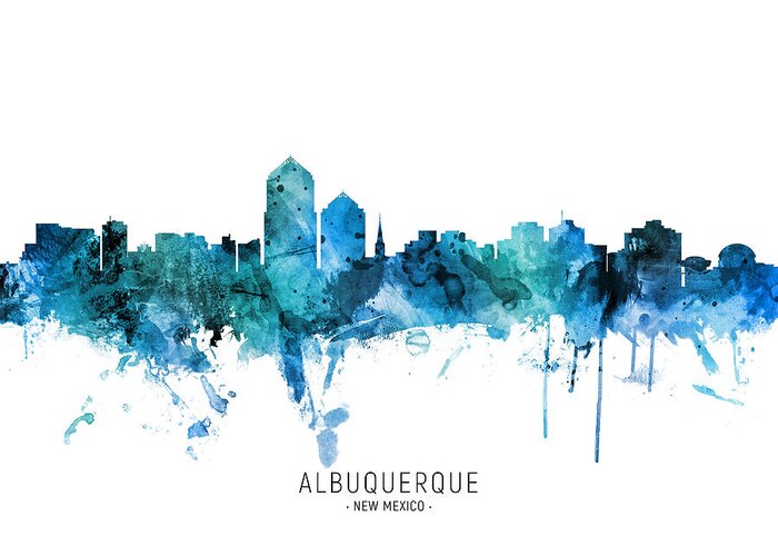 Albuquerque Greeting Card featuring the digital art Albuquerque New Mexico Skyline #33 by Michael Tompsett