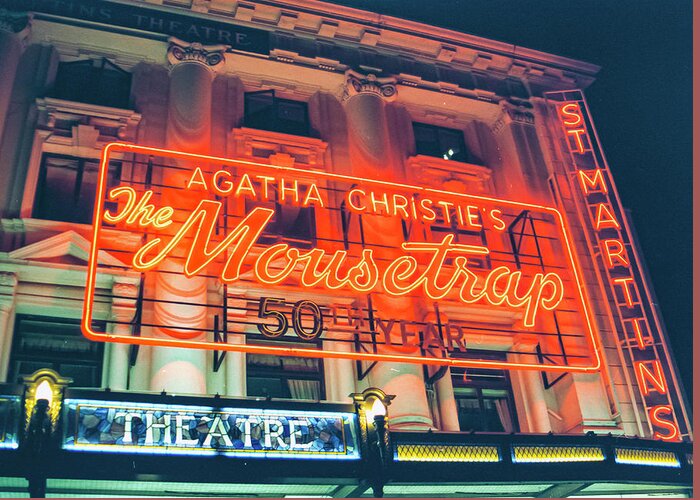 London Greeting Card featuring the photograph 35mm Film image of Agatha Christie's The Mousetrap by Matthew Bamberg