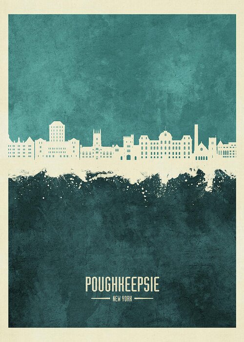 Poughkeepsie Greeting Card featuring the digital art Poughkeepsie New York Skyline #36 by Michael Tompsett