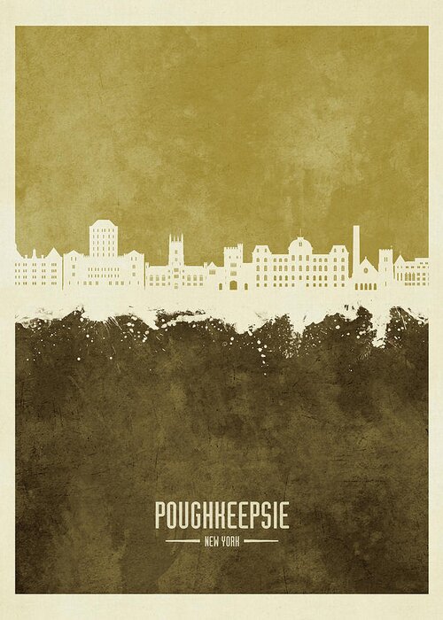 Poughkeepsie Greeting Card featuring the digital art Poughkeepsie New York Skyline #38 by Michael Tompsett