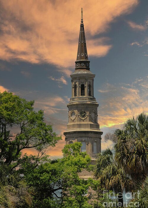 St. Phillip's Church Greeting Card featuring the photograph Holy City - St Phillips Historic Church - Charleston SC by Dale Powell