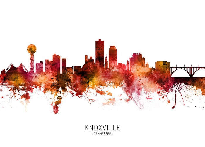 Knoxville Greeting Card featuring the digital art Knoxville Tennessee Skyline #39 by Michael Tompsett