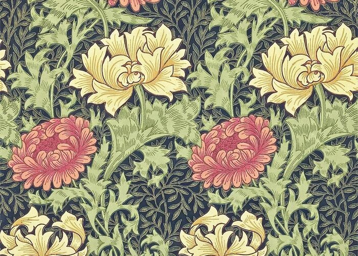 William Morris Greeting Card featuring the painting Chrysanthemum #4 by William Morris