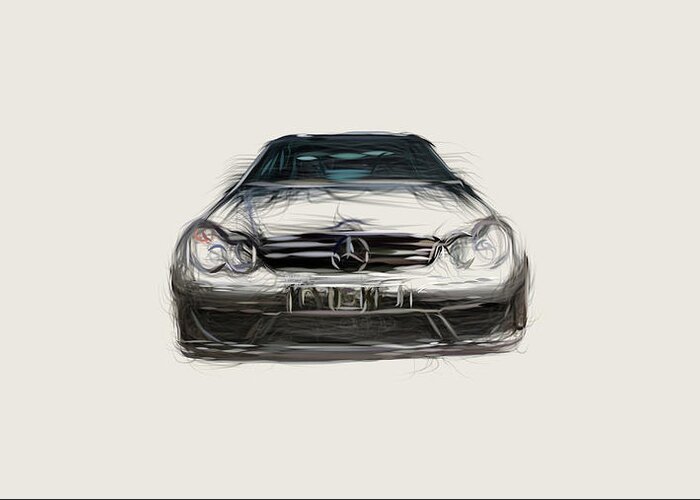 Mercedes Greeting Card featuring the digital art Mercedes Benz CLK DTM AMG Car Drawing #4 by CarsToon Concept