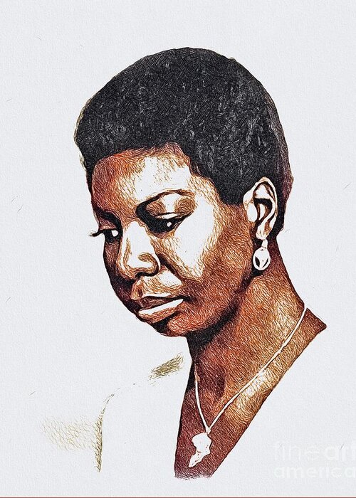 Nina Greeting Card featuring the painting Nina Simone, Music Legend #4 by Esoterica Art Agency
