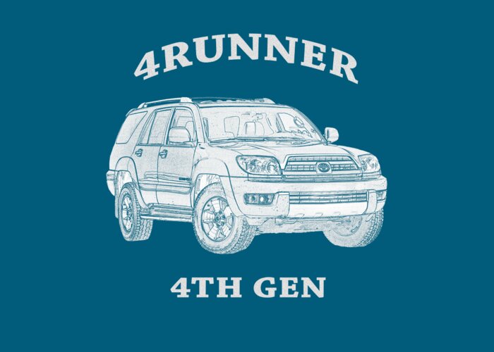 T-shirt; Tee Shirt; Automotive; Toyota; 4runner; 4th Gen; 4th Generation; Suv; Off-road Trucks; Off-road; Overlanding; Trucks Greeting Card featuring the photograph 4Runner 4th Gen - white by Peter Tellone