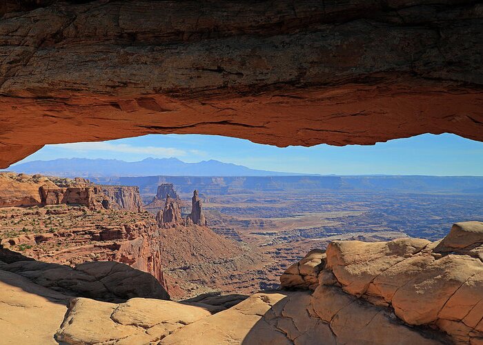 Canyonlands Greeting Card featuring the photograph Canyonlands National Park - View from Mesa Arch by Richard Krebs