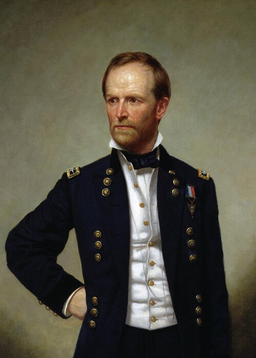 General Sherman Greeting Card featuring the painting General William Tecumseh Sherman #5 by War Is Hell Store