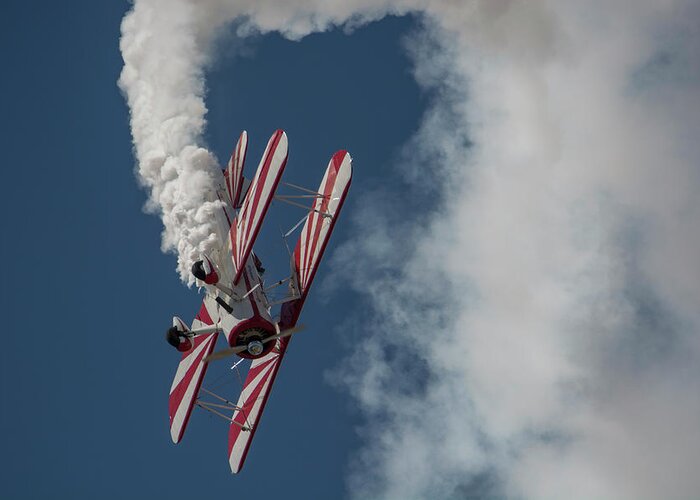 Red Greeting Card featuring the photograph Red and White Airplane by Carolyn Hutchins