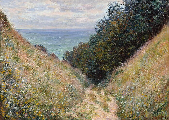 Claude Monet Greeting Card featuring the painting Road at La Cavee. Pourville #5 by Claude Monet