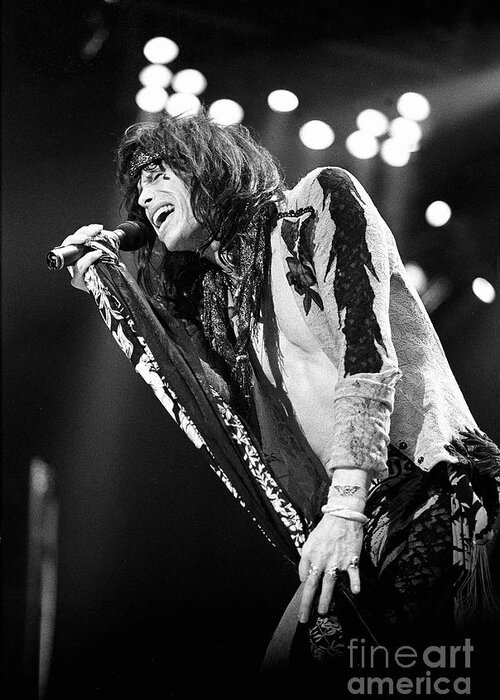 Singing Greeting Card featuring the photograph Steven Tyler - Aerosmith #37 by Concert Photos