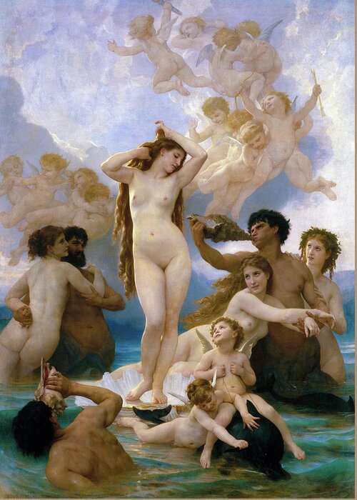 William-adolphe Bouguereau Greeting Card featuring the painting The Birth of Venus #5 by William-Adolphe Bouguereau