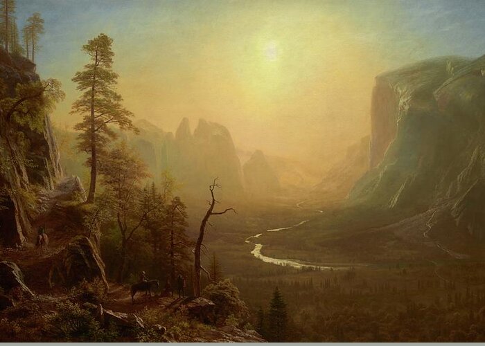 Landscape Greeting Card featuring the painting Yosemite Valley Glacier Point Trail #7 by Albert Bierstadt