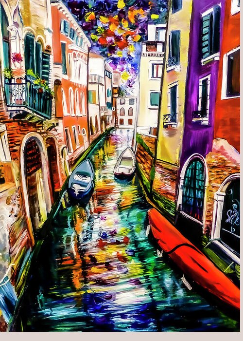 Colorful Greeting Card featuring the painting 50 Hues of Venice by Rowan Lyford