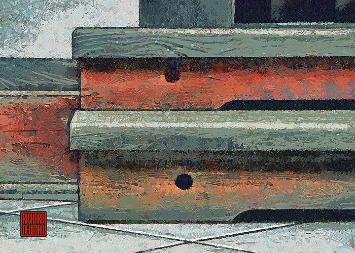 Abstract Greeting Card featuring the mixed media 503 Worn Wood Steps Todaiji Temple, Nara, Japan by Richard Neuman Architectural Gifts
