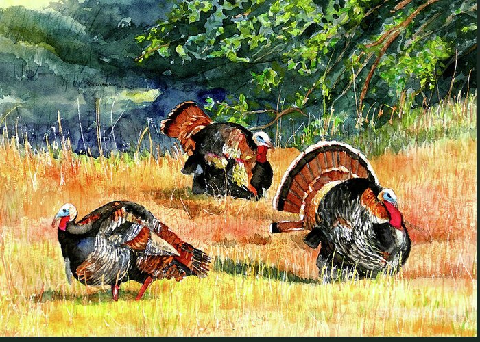  Greeting Card featuring the painting #590 Turkey Strut #590 by William Lum