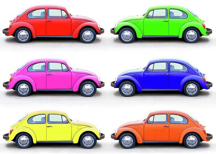 Volkswagen Greeting Card featuring the photograph 6 Beetles by Christopher McKenzie
