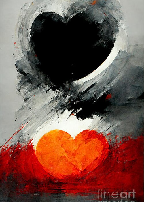 Heart Greeting Card featuring the digital art Black heart #6 by Sabantha