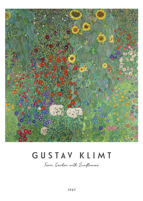 Gustav Klimt Greeting Card featuring the painting Farm Garden with Sunflowers by Gustav Klimt