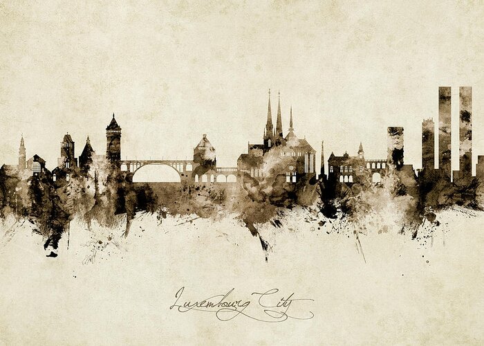 Luxembourg City Greeting Card featuring the digital art Luxembourg City Skyline #6 by Michael Tompsett
