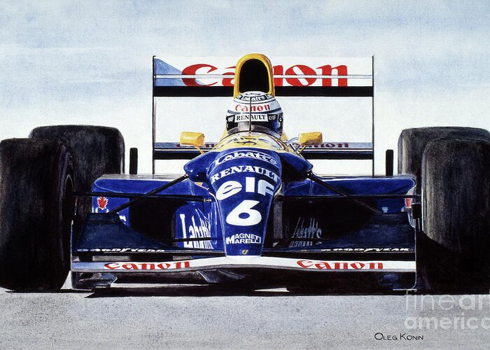 Riccardo Patrese Greeting Card featuring the painting 6 by Oleg Konin