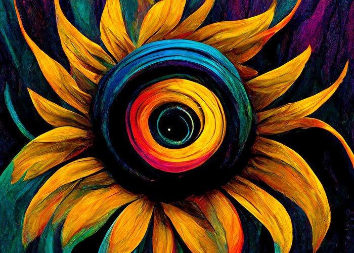 Series Greeting Card featuring the digital art Rainbow sunflower #6 by Sabantha