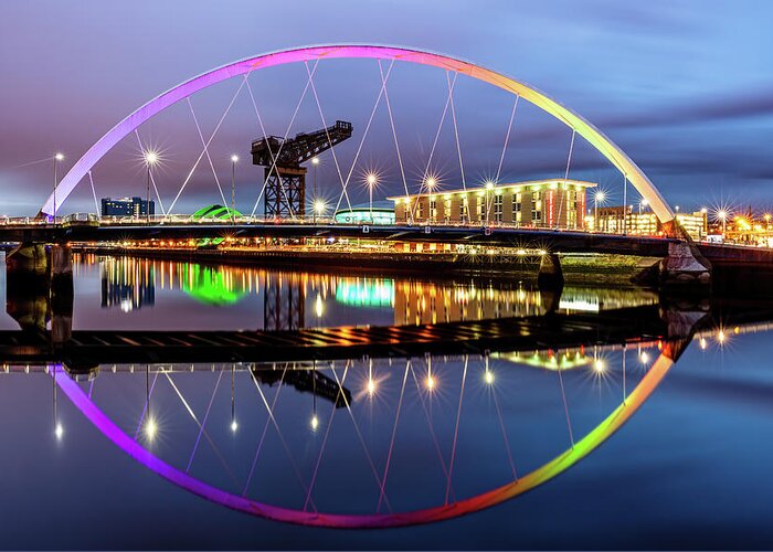 Clyde Arc Greeting Card featuring the photograph The Glasgow Clyde Arc Bridge #6 by Grant Glendinning