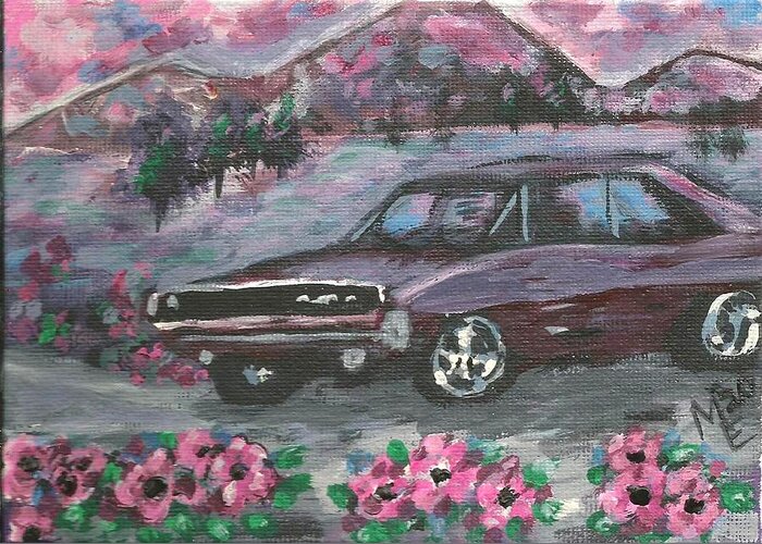 68 Dodge Charger Greeting Card featuring the painting 68 Dodge Charger by Monica Resinger