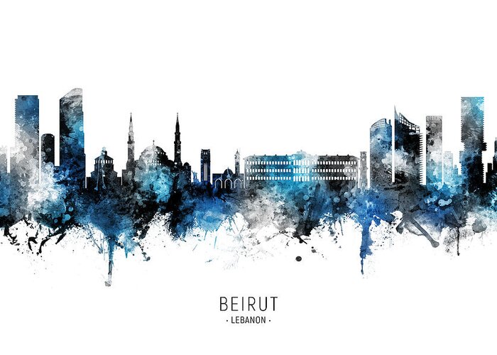 Beirut Greeting Card featuring the digital art Beirut Lebanon Skyline #7 by Michael Tompsett