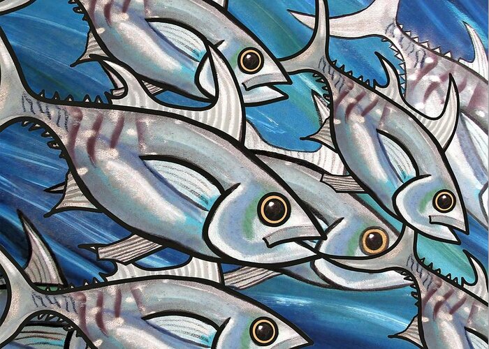 Fish Greeting Card featuring the painting 7 from 3 Fish by Joan Stratton
