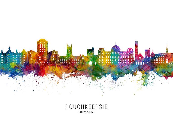 Poughkeepsie Greeting Card featuring the digital art Poughkeepsie New York Skyline #7 by Michael Tompsett