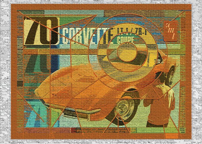 70 Chevy Greeting Card featuring the digital art 70 Chevy / AMT Corvette by David Squibb