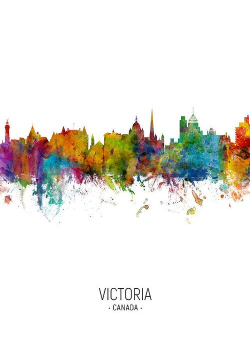 Victoria Greeting Card featuring the digital art Victoria Canada Skyline #8 by Michael Tompsett