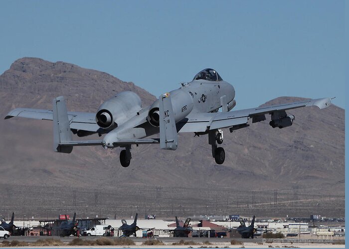 Warthog Greeting Card featuring the photograph KC AFRC A-10 Warthog Departs Nellis by Custom Aviation Art