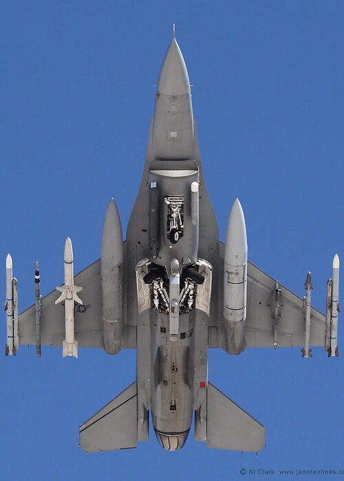 Falcon Greeting Card featuring the photograph F-16 Declaring Emergency over Nellis by Custom Aviation Art