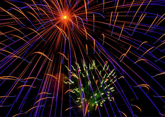 Fireworks In Romeoville Greeting Card featuring the photograph Fireworks in Romeoville, Illinois #9 by David Morehead