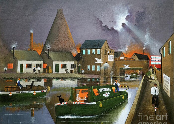 England Greeting Card featuring the painting The Redhouse Cone Wordsley Stourbridge England by Ken Wood
