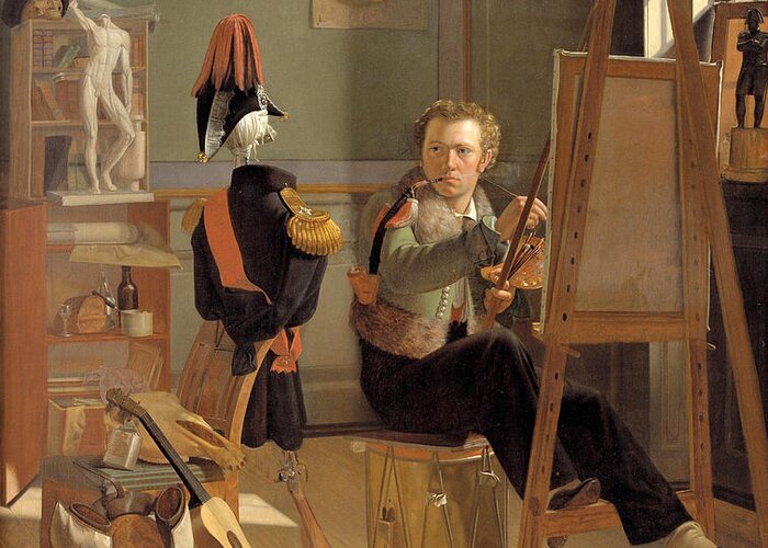 Ditlev Blunck Greeting Card featuring the painting A Battle-Painter, Jorgen Sonne, in his Studio by Ditlev Blunck