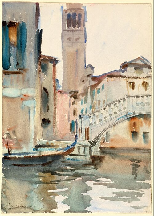 John Singer Sargent Greeting Card featuring the drawing A Bridge and Campanile, Venice by John Singer Sargent