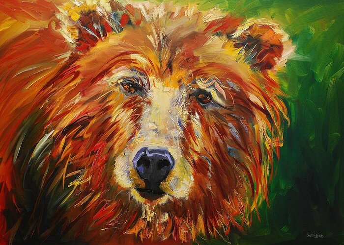 Bear Greeting Card featuring the painting A Bunch Of Bear by Diane Whitehead