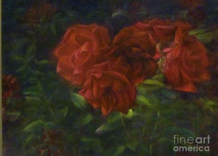 Red Roses Greeting Card featuring the painting A Cluster of Red Roses by Bill Puglisi