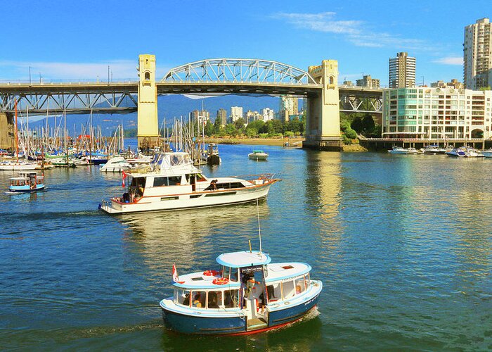 Vancouver Greeting Card featuring the photograph A Day in False Creek in Vancouver Canada by Ola Allen