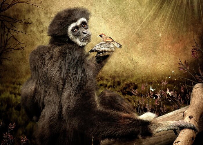 Monkey Greeting Card featuring the digital art A Friend by Maggy Pease