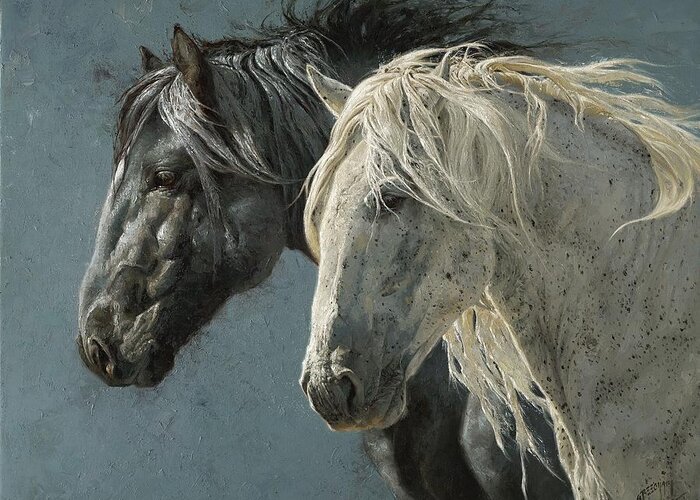 Horse Greeting Card featuring the painting A Gentle Breeze by Greg Beecham